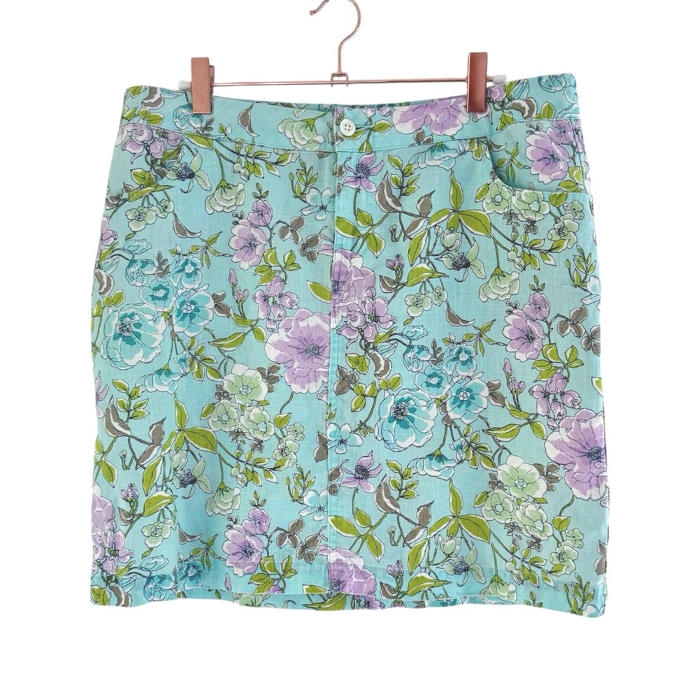 Tommy Bahama Relax Linen Skirt Floral Mini in Blue and Purple 6